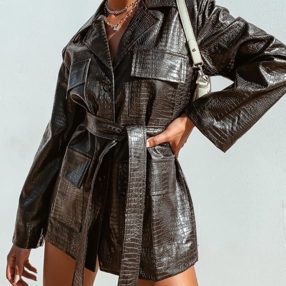 Princess Polly Jackets & Blazers - ❄️☃️Victory Boulevard chocolate Vinyl Jacket